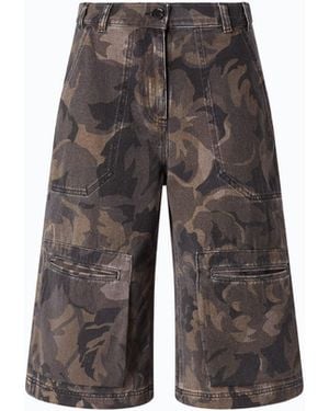 Pinko Cotton Bermuda Shorts With Floral Camouflage Motif - Gray