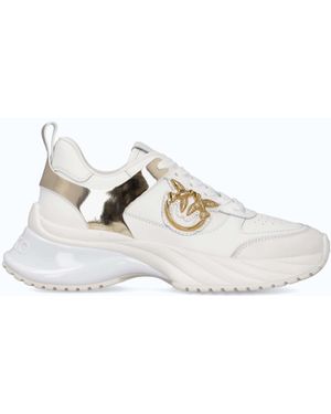 Pinko Ariel Leather-Effect Sneakers With Mirror Detailing - White