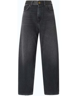 Pinko Balloon-Fit Jeans With Leather-Effect Inserts - Blue