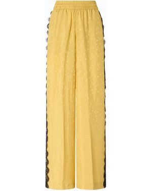 Pinko Palazzo Trousers With Floral Motif And Lace Trim - Metallic