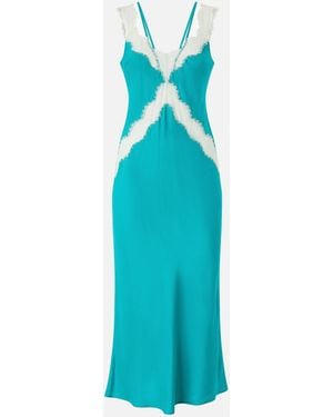 Pinko Midi Slip Dress With Lace Bands - Blue