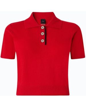 Pinko Wool And Cashmere Cropped Polo Shirt - Red