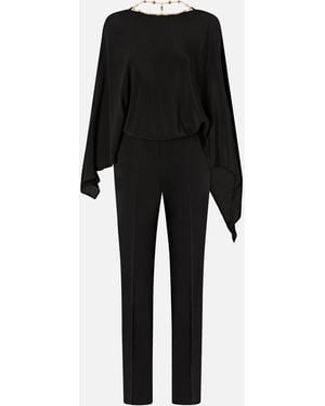 Pinko Long Playsuit With Exposed Back And Jewel Necklace - Black