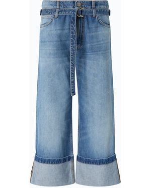Pinko Cropped Jeans With Cuffs And Belt - Blue