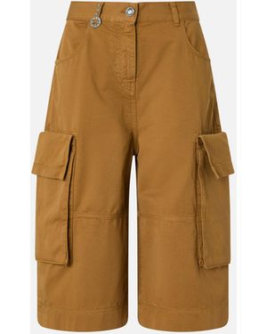 Pinko Cargo Bermuda Shorts With Rivets - Natural