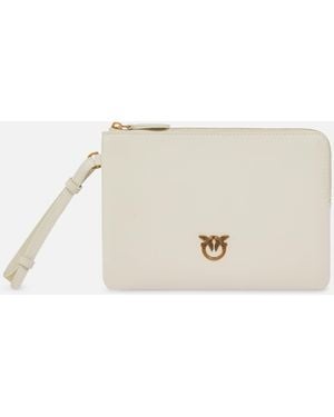 Pinko Bolso De Mano Cuadrado De Piel Con Logotipo De Pájaros - Neutro