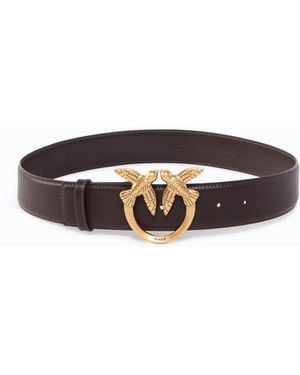 Pinko 4 Cm Breiter Ledergürtel Mit Love Birds-Schnalle - Weiß