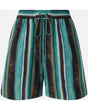 Pinko Cotton Shorts With Brushstroke-Effect Stripes - Green