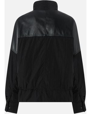 Pinko Technical Fabric Jacket With Leather-Effect Details - Black