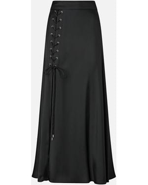 Pinko Long Skirt With Slit And Laces - Black