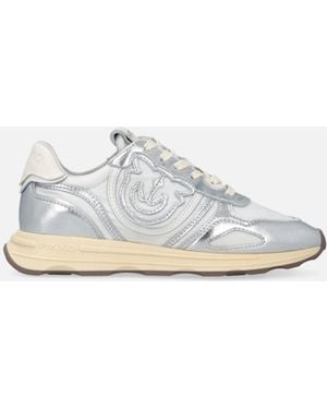 Pinko Logo-Sneakers Mit Silberfarbenen Details - Weiß