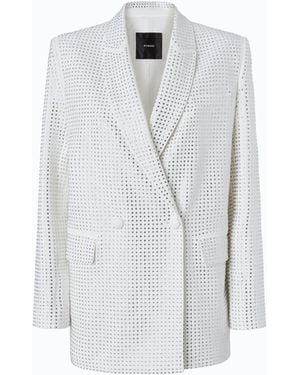 Pinko Oversized Double-Breasted Jacket With Rhinestones - White
