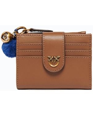 Pinko Multi-Purpose Leather Wallet With Pompom - White
