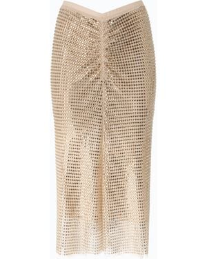 Pinko Falda Longuette Efecto Con Strass - Blanco