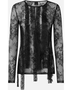 Pinko Taillierter Pullover Aus Spitze Mit Fransen - Schwarz
