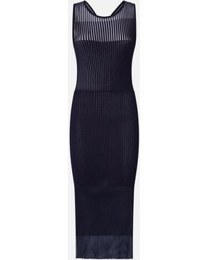 Pinko Eng Anliegendes Midikleid Aus Transparentem Rippstrick - Blau
