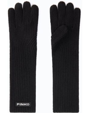 Pinko Guanti Lunghi Con Logo Lettering - Nero