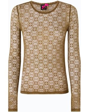 Pinko Stretch Lace Jumper With Love Birds Logo Motif - Natural