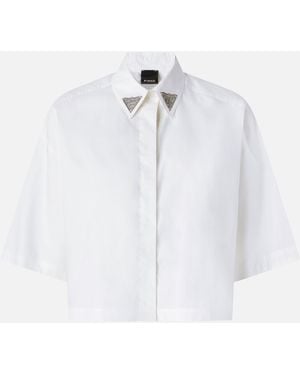 Pinko Cropped Shirt With Metallic Details - White