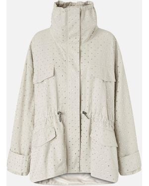 Pinko Parka With Rhinestones And Studs - Natural