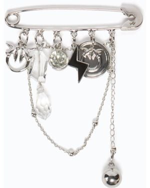 Pinko Schmuckbrosche Mit Kettchen Und Charm - Weiß