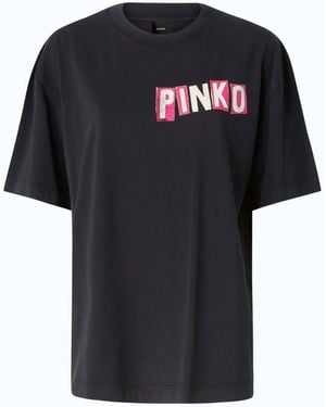 Pinko Camiseta Estampado Cisnes «Quiet Is The New Punk» - Negro
