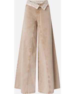 Pinko Jeans With Lace - Natural