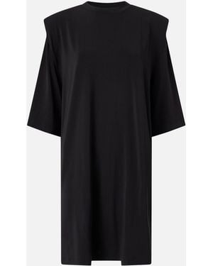 Pinko Mini Dress With Structured Shoulders And Chain - Black