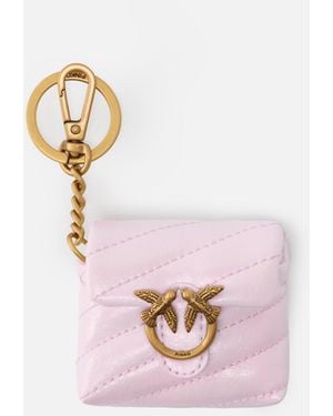 Pinko Etui Für Airpods Love Bag Puff Aus Glänzendem Leder - Pink