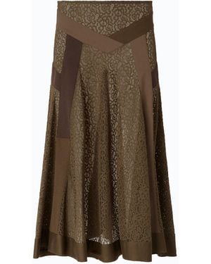 Pinko Flared Lace Midi Skirt With Inserts - Natural