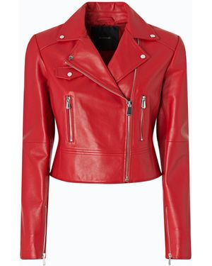 Pinko Nappa Leather Biker-Style Jacket - Red