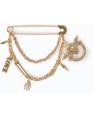 Pinko Jewel Brooch With Two Chains And Charm - White