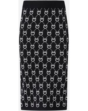 Pinko Falda Longuette De Punto Monogram - Negro