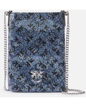Pinko Custodia Per Smartphone Con Monogram Di Strass - Blu