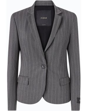 Pinko Pinstriped Wool-Blend Jacket - Gray