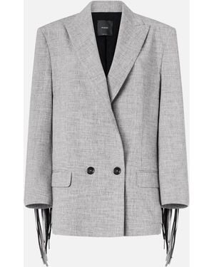 Pinko Double-Breasted Jacket With Fringing - Gray
