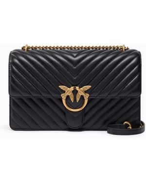 Pinko Medium Love Bag One Chevron New Buckle Shoulder Bag - Black