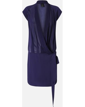Pinko Short Wrap Dress With Sheer Details - Blue