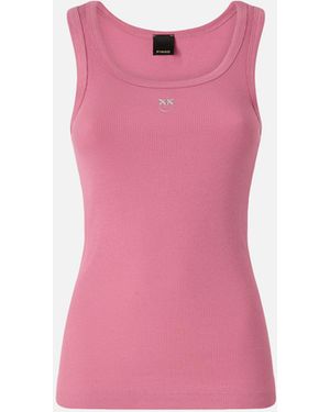 Pinko Vest Top With Love Birds Golden Detail - Pink