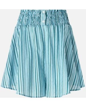 Pinko Striped Cotton Shorts With Elasticated Waist - Blue
