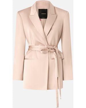 Pinko Satin Jacket With Belt - Pink