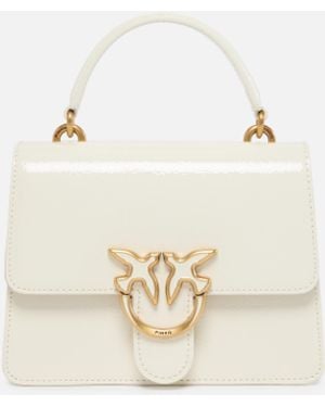 Pinko Borsetta Love Bag Con Manico E Tracolla Effetto Pelle Lucida - Bianco
