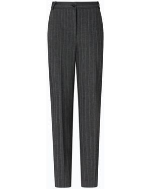 Pinko Pinstriped Stretch Wool-Blend Cigarette Trousers - Grey
