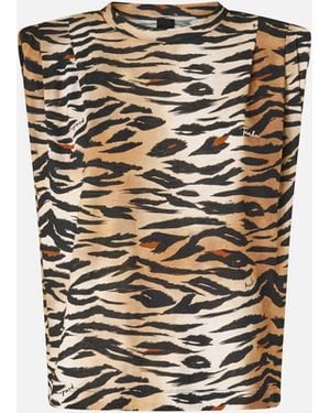 Pinko Sleeveless Jumper With Tiger Print - White