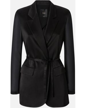 Pinko Blazer Lucido Con Maniche Trasparenti - Nero
