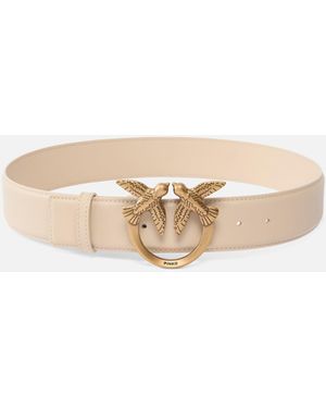 Pinko Love Birds High Leather Belt 4Cm - White