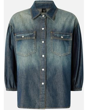 Pinko Denim Shirt With Balloon Sleeves - Blue