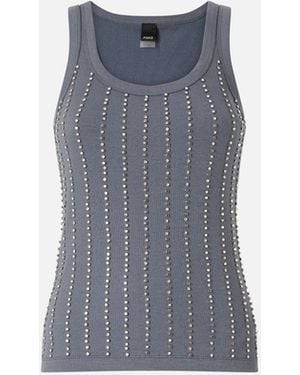 Pinko Vest Top With Jewel Details - Blue