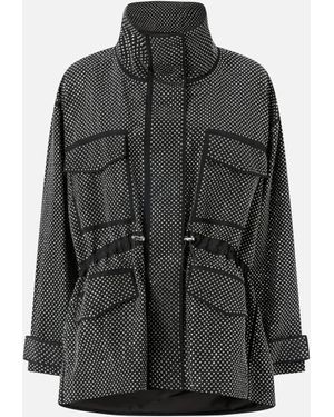 Pinko Technical Parka With Rhinestone-effect Mini Studs - Grey