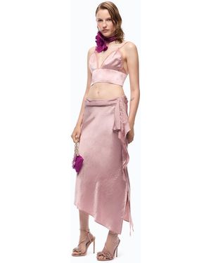 Pinko Asymmetrischer Midirock Aus Satin - Pink